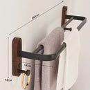 Toalheiro de nogueira sem perfurador, prateleira de banheiro, organizador de armazenamento de parede, suporte de toalha de banho, acessórios de banheiro