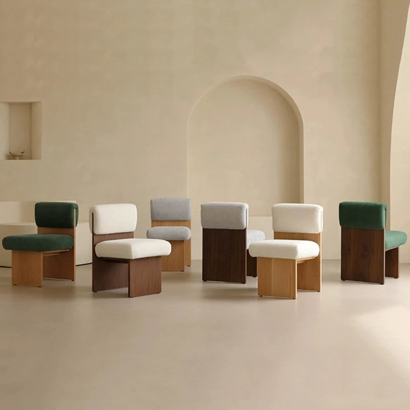 Nordic Leisure Chairs for Living Room Cadeira de jantar de madeira maciça Cadeira de maquiagem do quarto, Banquinho moderno, Sofá único
