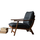 Cadeira de lazer de madeira maciça estilo medieval retro maillard couro único sofá cadeira sala estar varanda luz luxo preguiçoso sofá