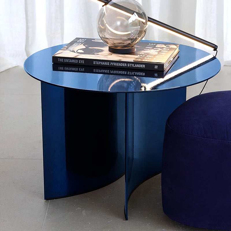 Mesa de café para sala, mesa lateral redonda de metal, ferro industrial, latão antigo, italiano